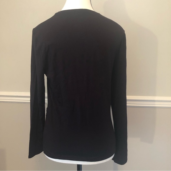 Kasper black Knit Embellished L/S Tee Size M - Picture 3 of 7